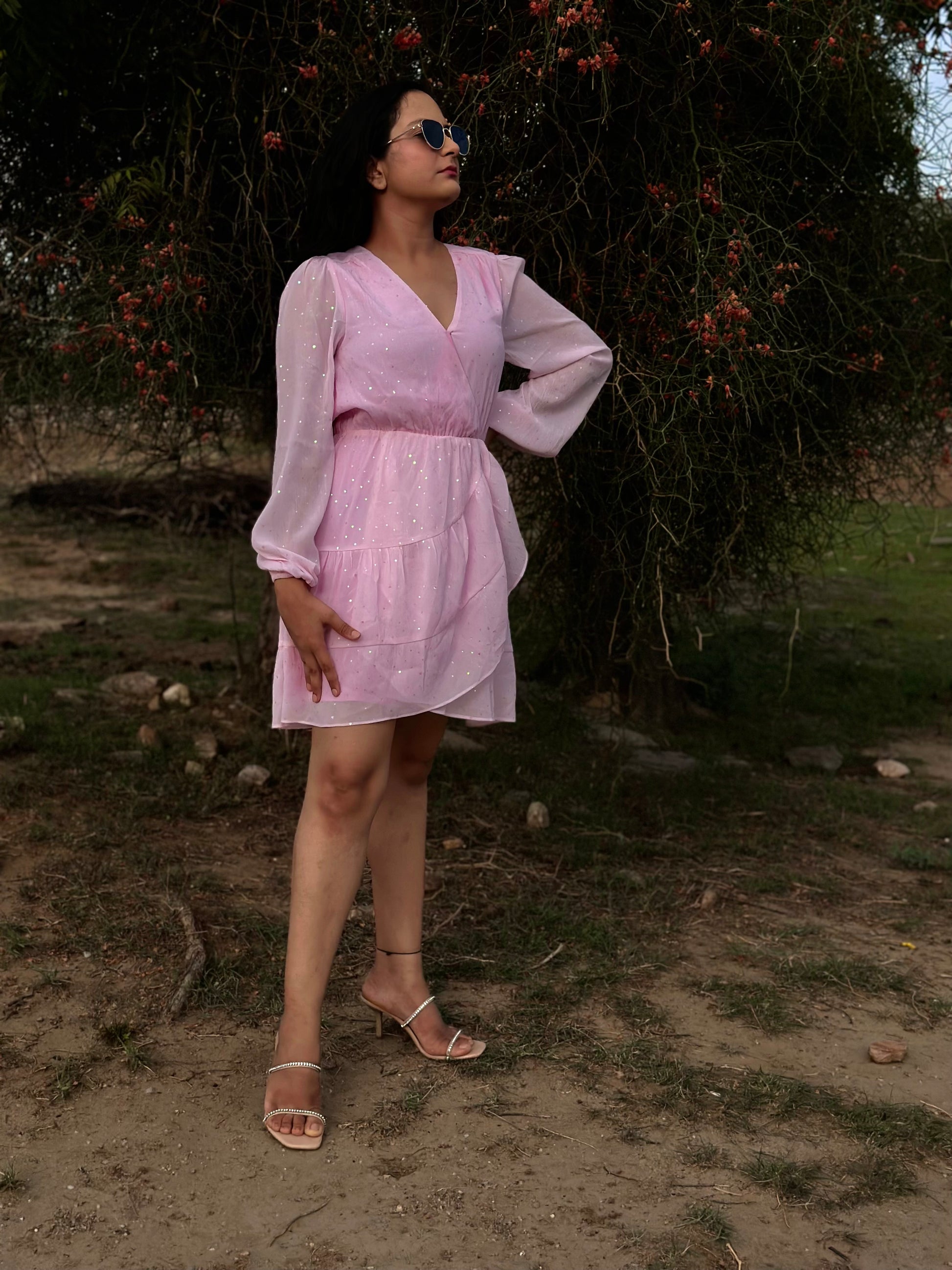 Women Pink Fit & Flare Mini Dress - Ziona MuL