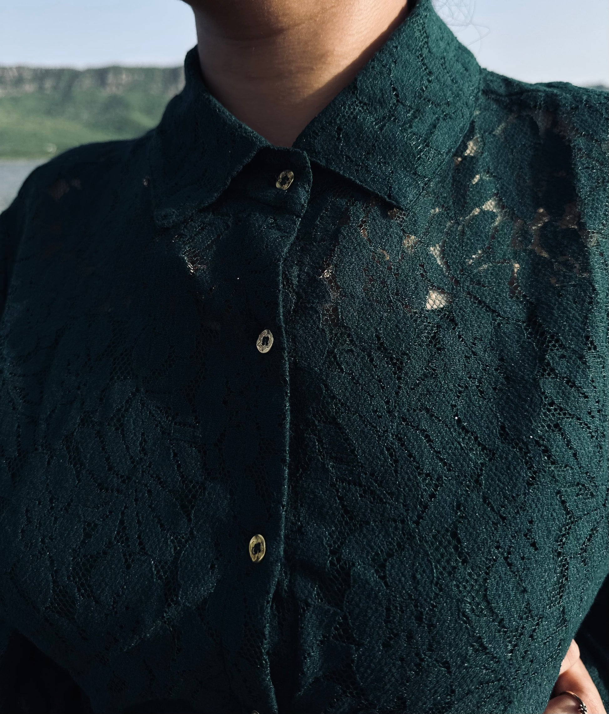 Women Green Shirt Lace Dress - Ziona MuL