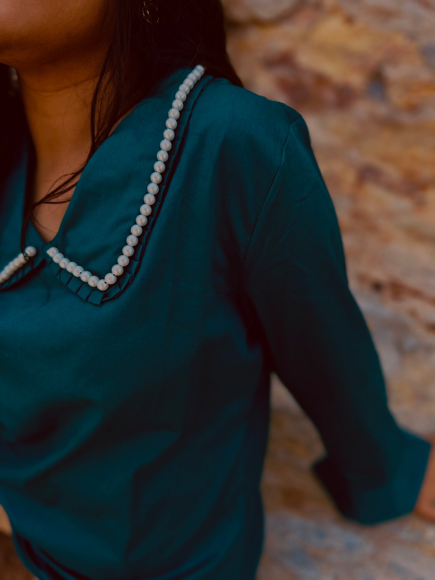 Women Green Peter Pan Collar Top - Ziona MuL