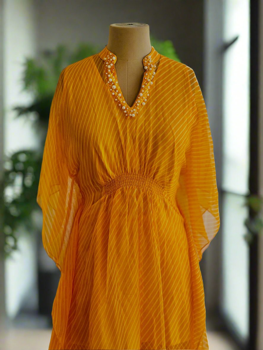 Women Golden Yellow Kaftan Co-ord Set