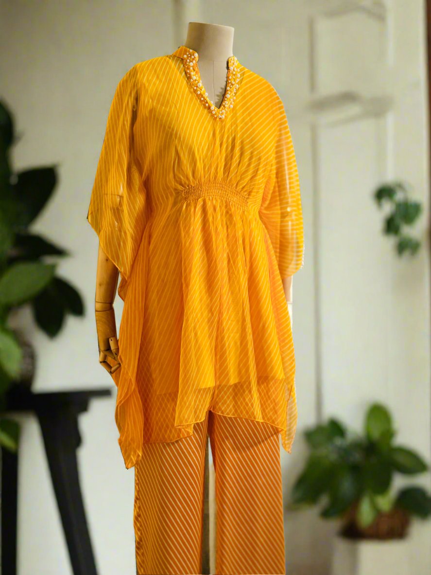 Women Golden Yellow Kaftan Co-ord Set