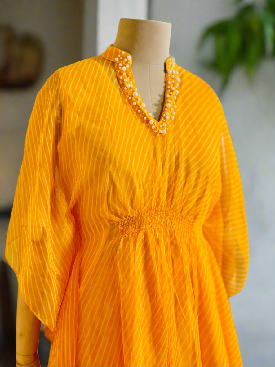 Women Golden Yellow Kaftan Co-ord Set