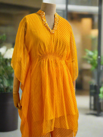 Women Golden Yellow Kaftan Co-ord Set