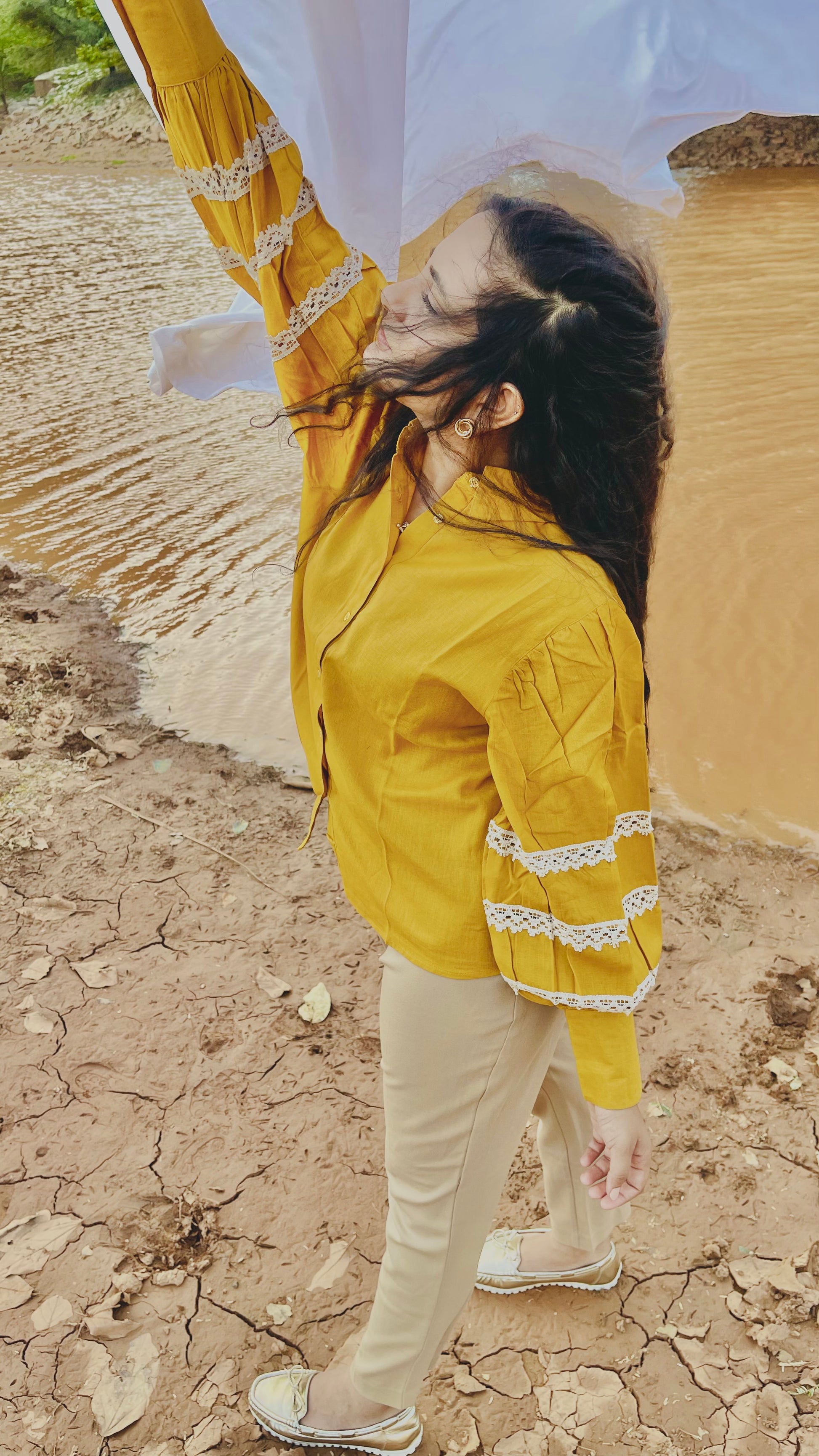 Women Mustard 100% Cotton Casual Shirt - Ziona MuL