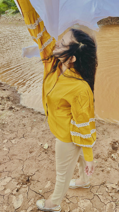 Women Mustard 100% Cotton Casual Shirt - Ziona MuL