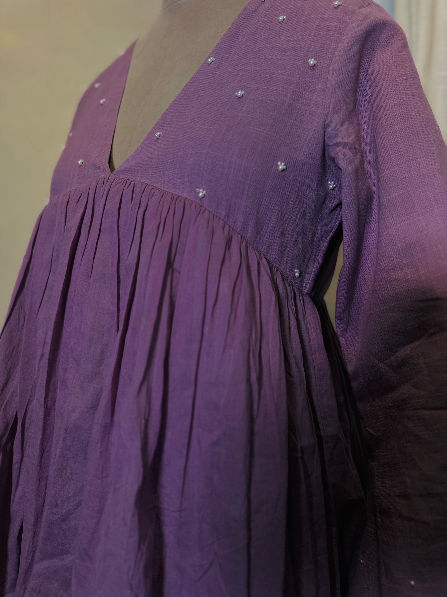 Women Lilac V-neck Pleated Co-ord Set