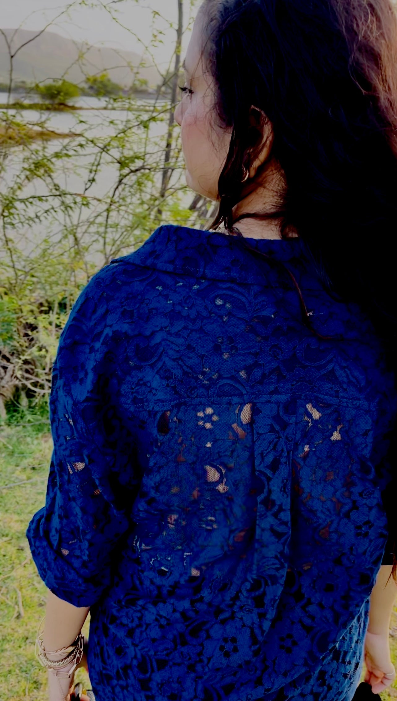 Women Navy Blue Lace Shirt - Ziona MuL