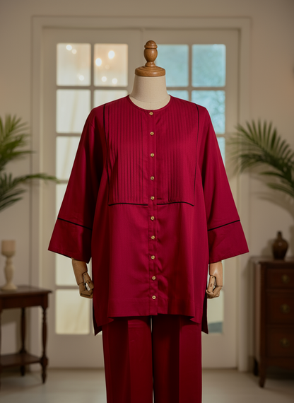 Women Maroon Coordinate Set