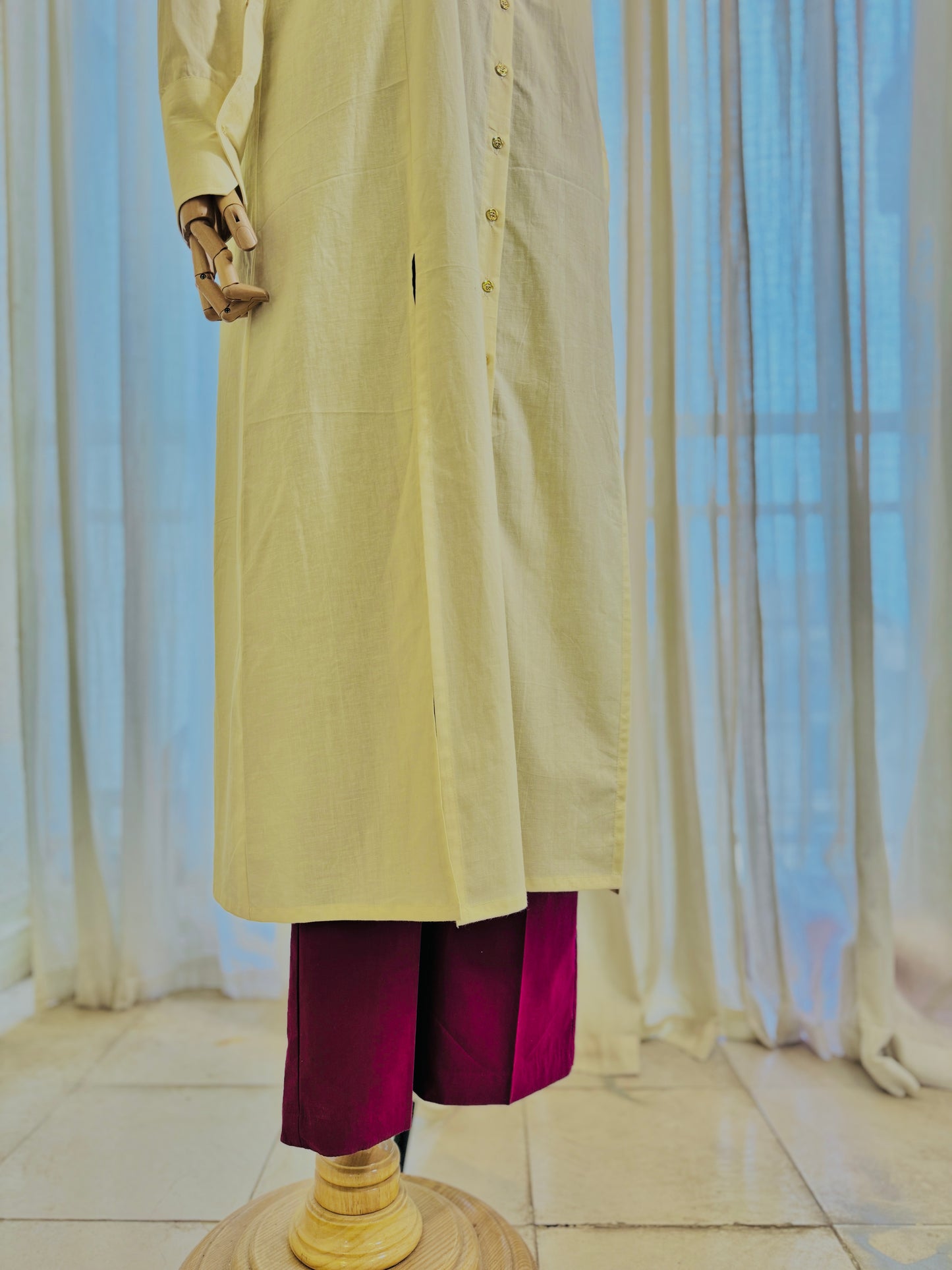 Women Yellow and Burgandy kurta set