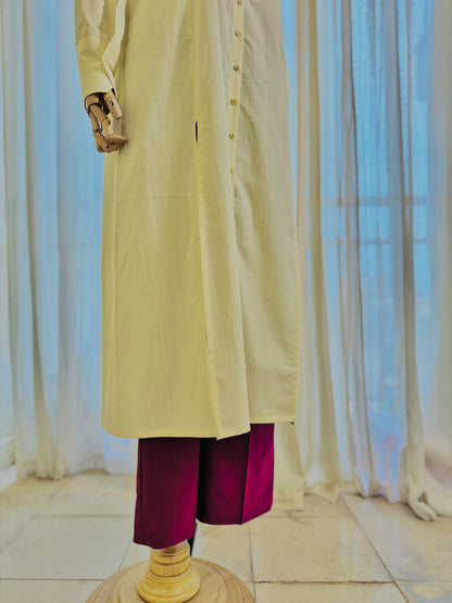 Women Yellow and Burgandy kurta set