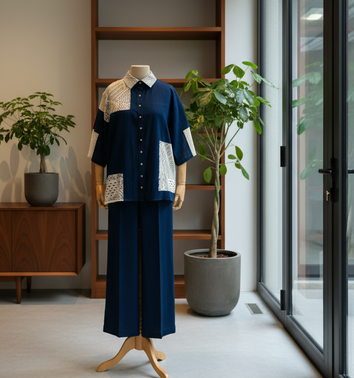 Women Navy blue lace coordinate set