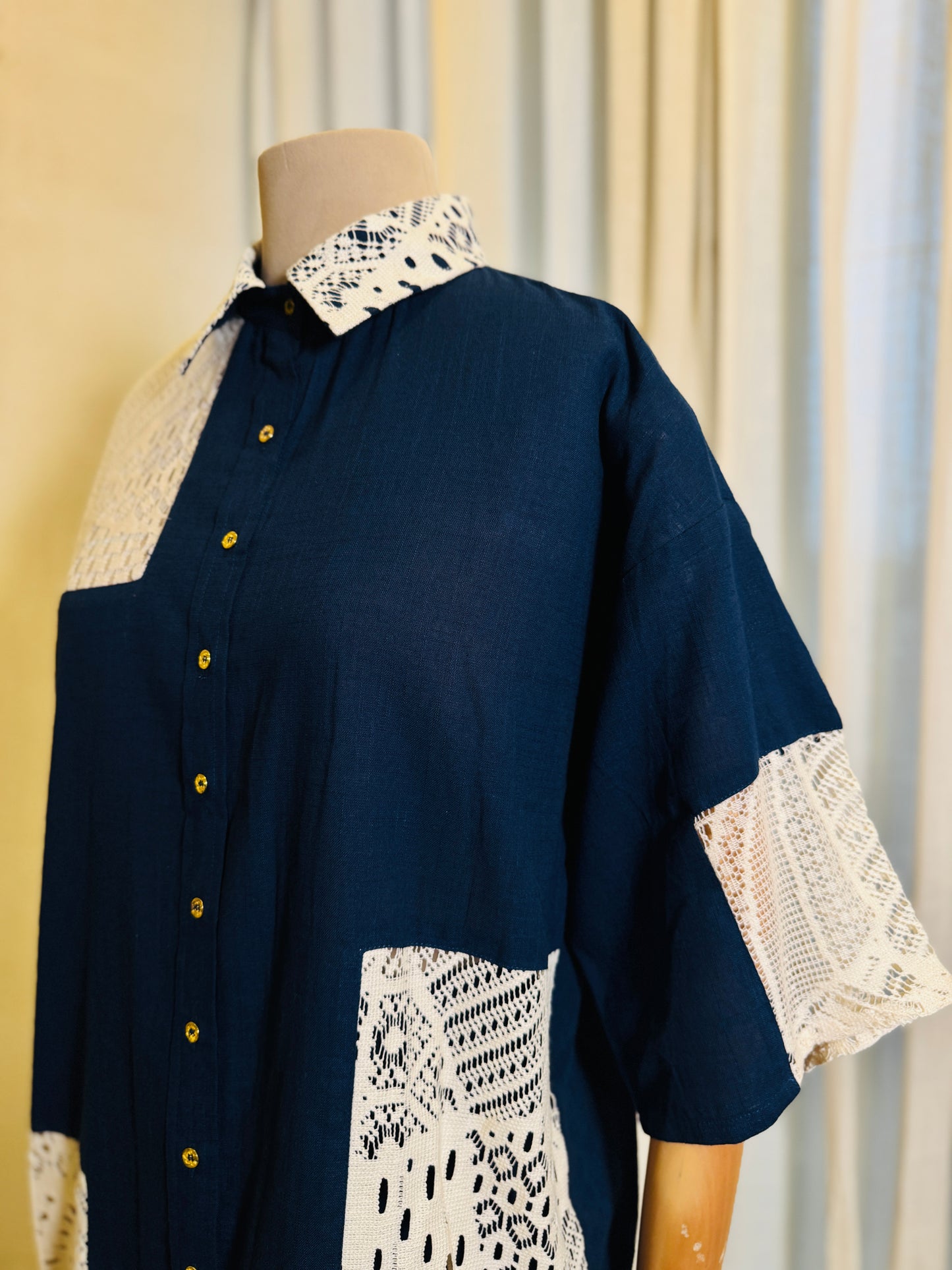 Women Navy blue lace coordinate set