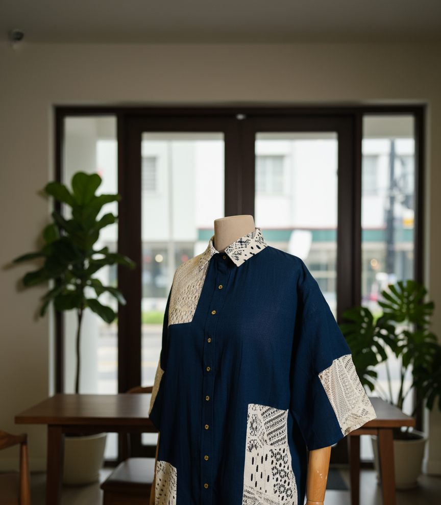 Women Navy blue lace coordinate set