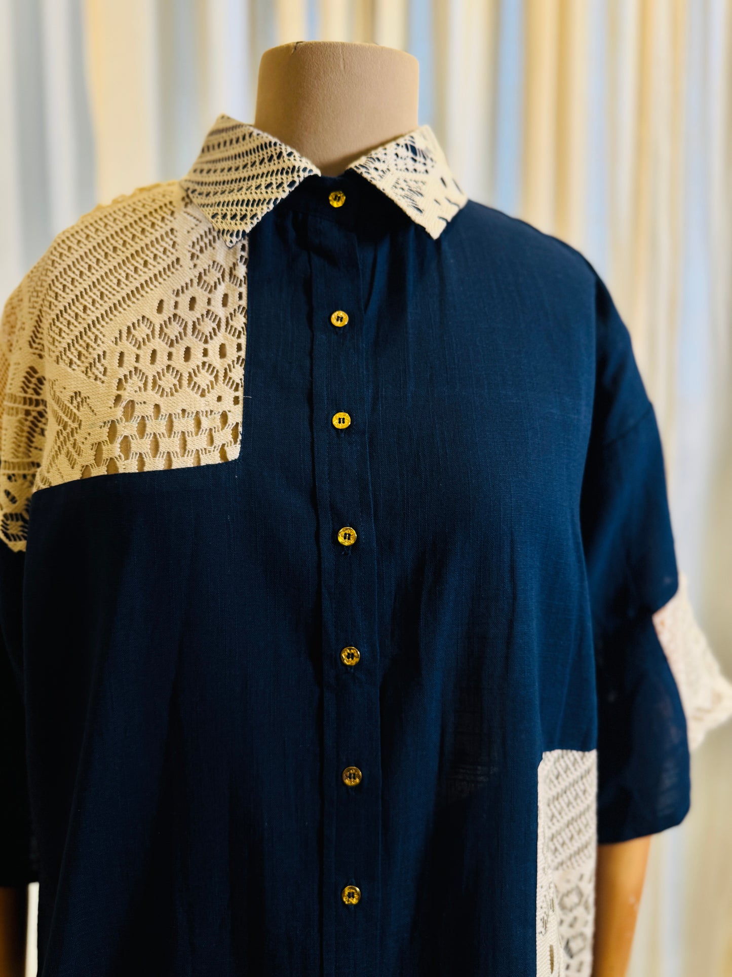 Women Navy blue lace coordinate set