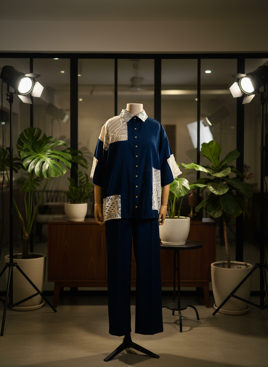 Women Navy blue lace coordinate set