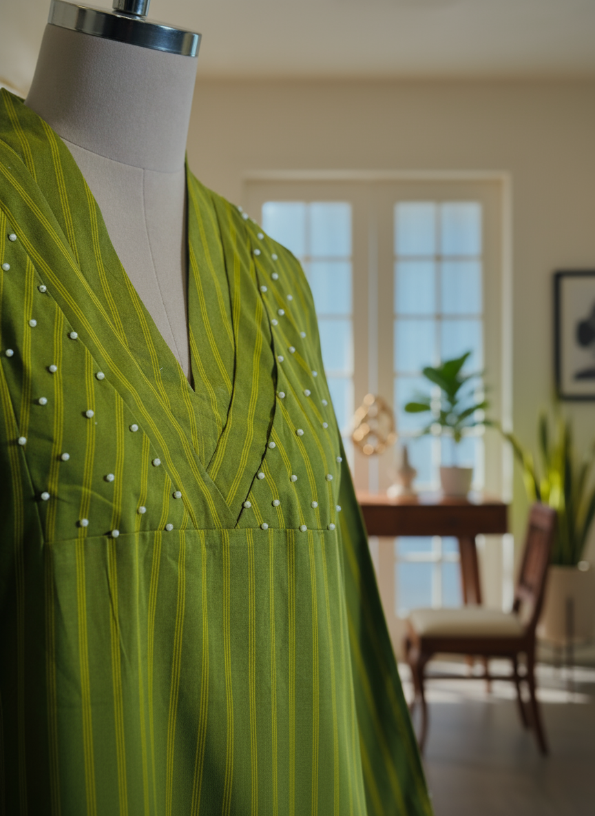 Women Green pearl coordinate set