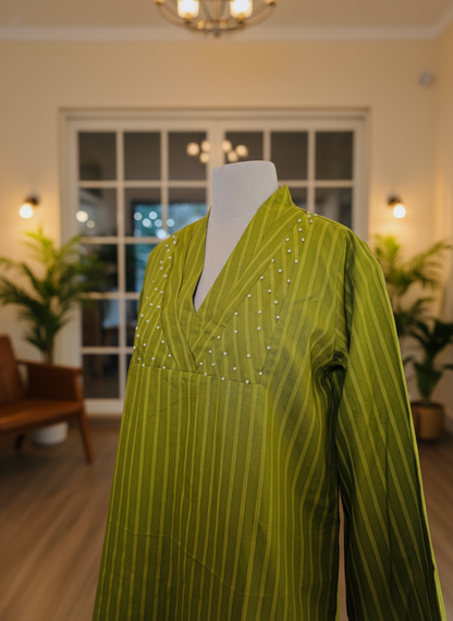 Women Green pearl coordinate set