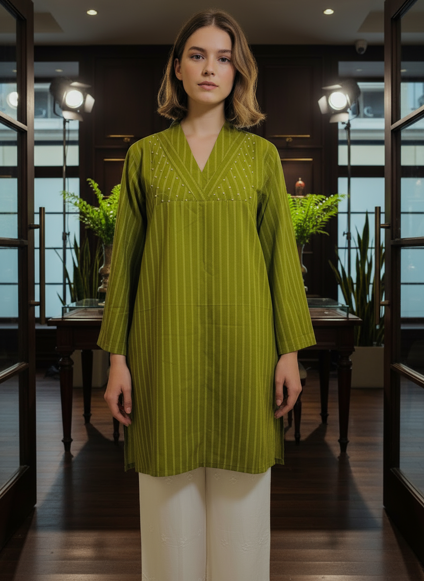 Women Green pearl coordinate set
