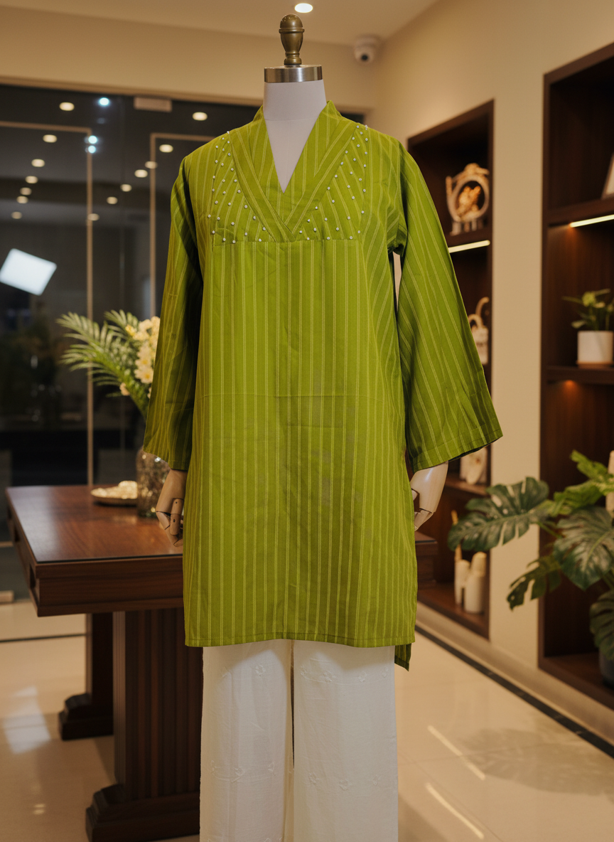 Women Green pearl coordinate set