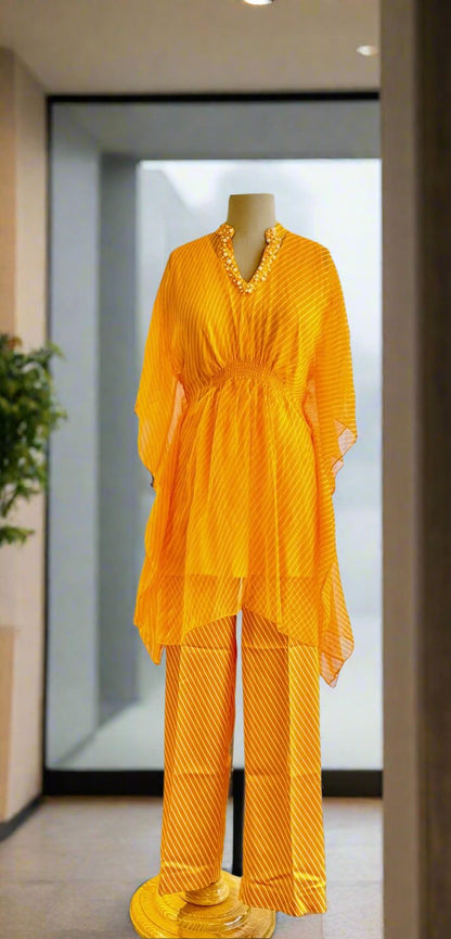 Women Golden Yellow Kaftan Co-ord Set