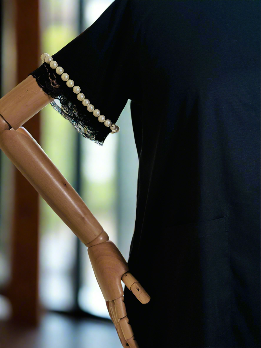 Women Black Peal Embellished Co-ord