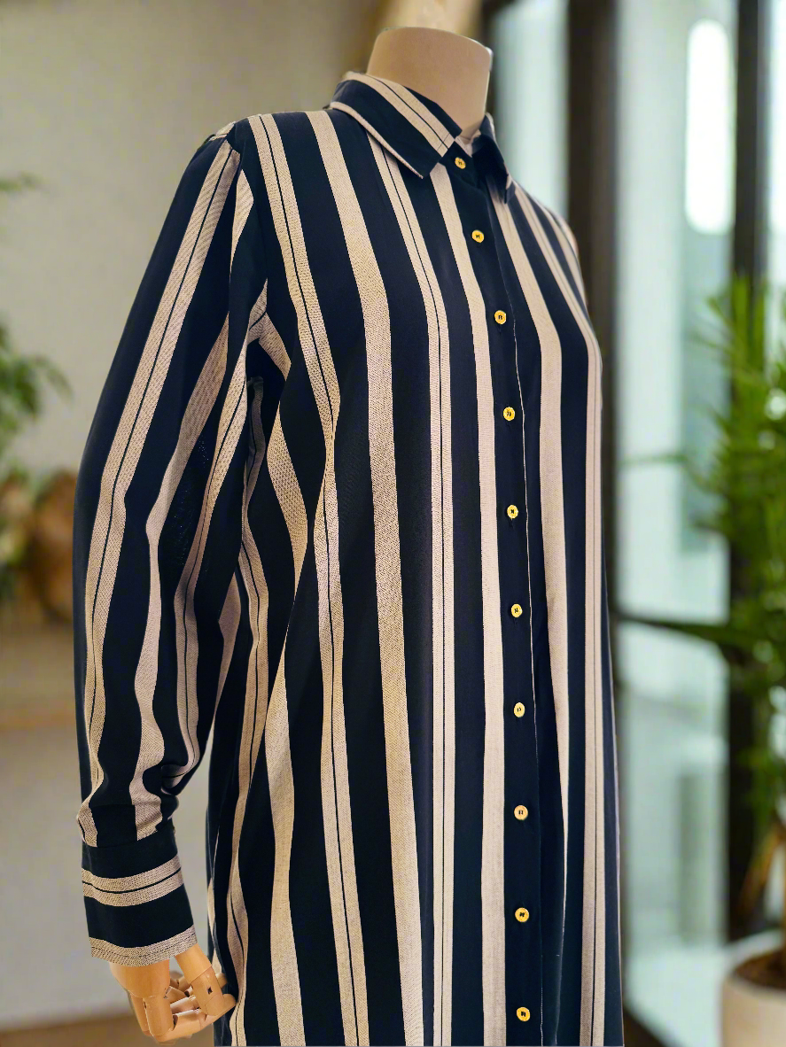 Women Black and white striped Co-ord Set