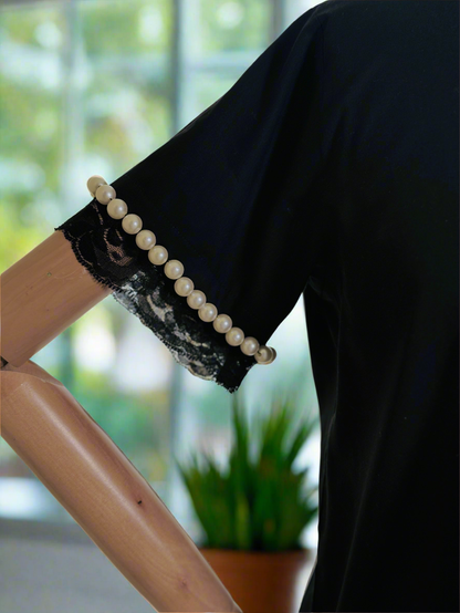 Women Black Peal Embellished Co-ord