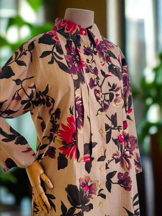 Women Beige Floral Printed Coordinate Set