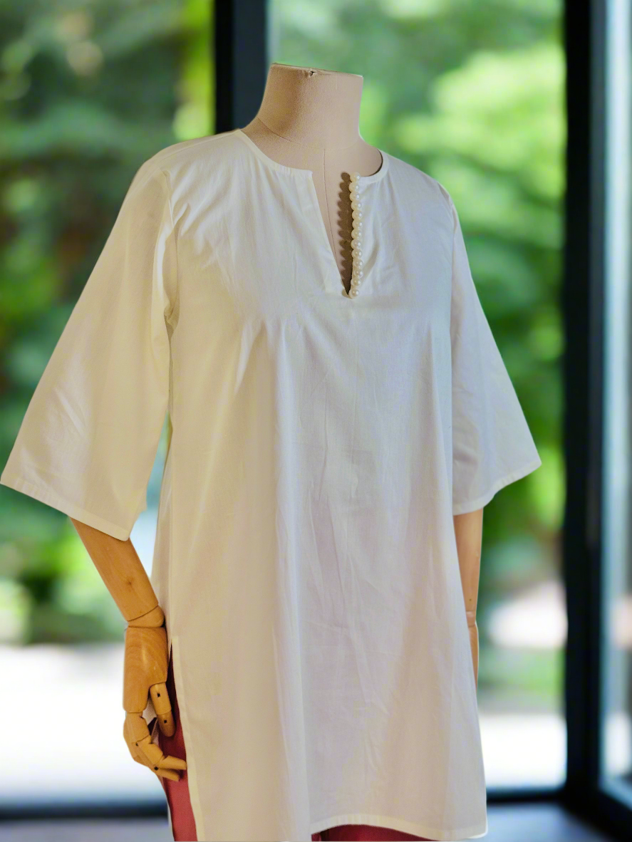 White and pink kurta set