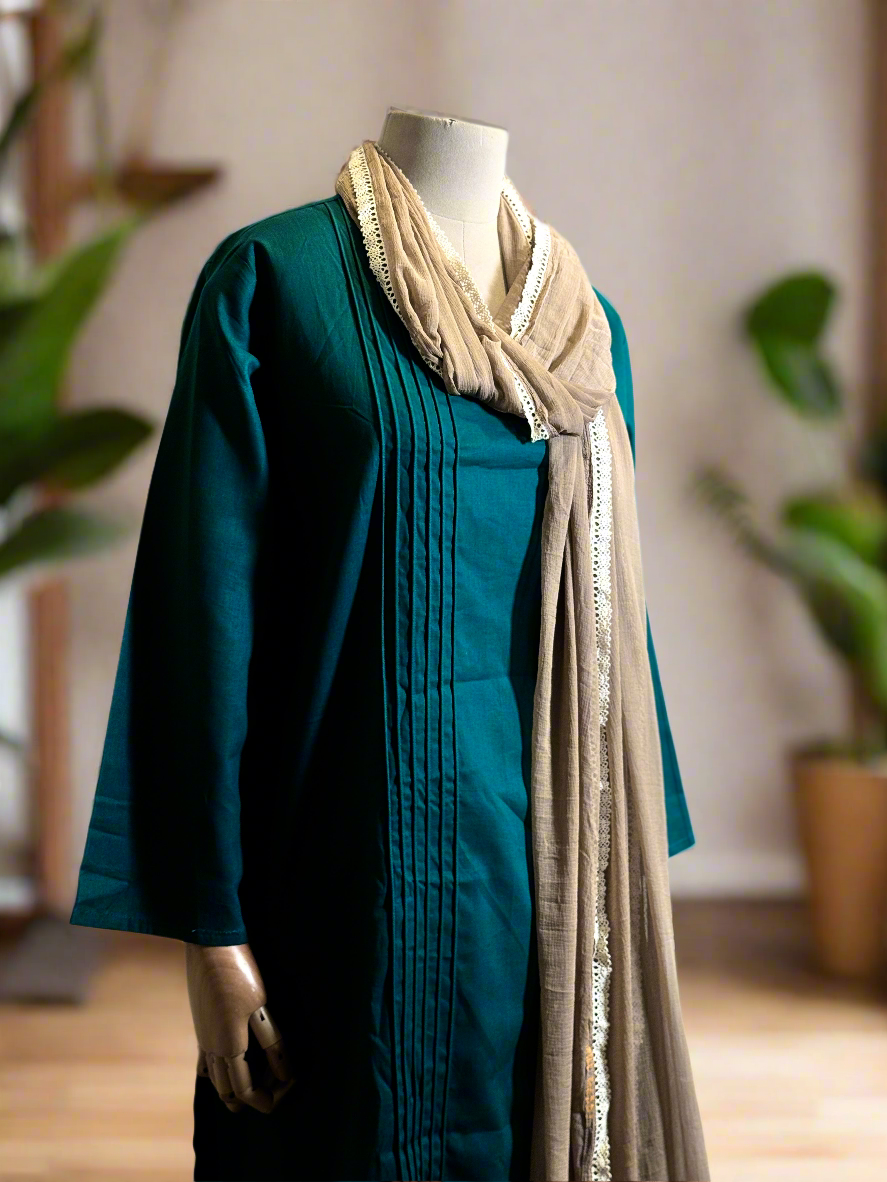 Women Green Kurta set with Dupatta