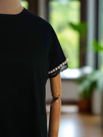 Women Black Peal Embellished Co-ord