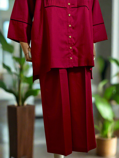 Women Maroon Coordinate Set