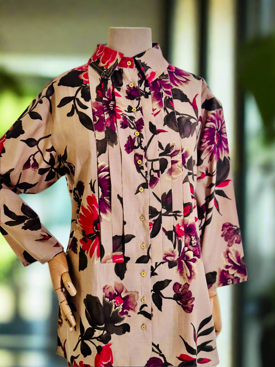 Women Beige Floral Printed Coordinate Set