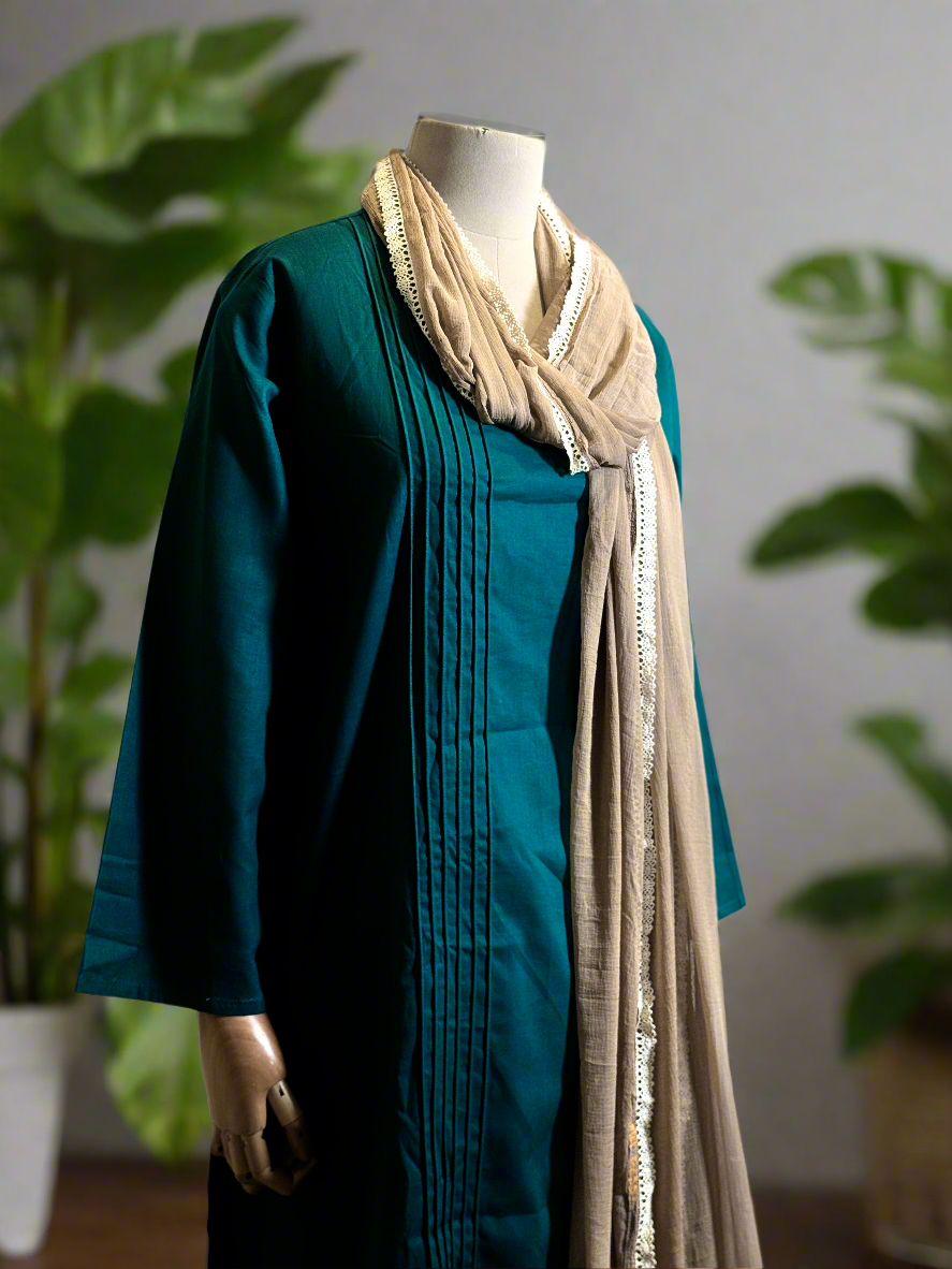 Women Green Kurta set with Dupatta