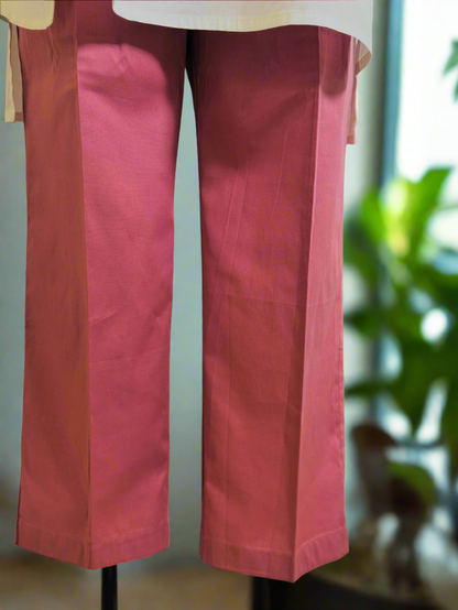 White and pink kurta set