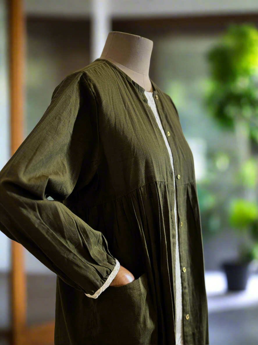 Women Olive Layerd Dress