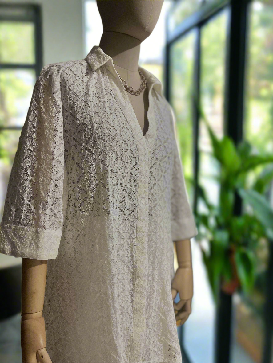 Women White Lace Top and Trouser Set