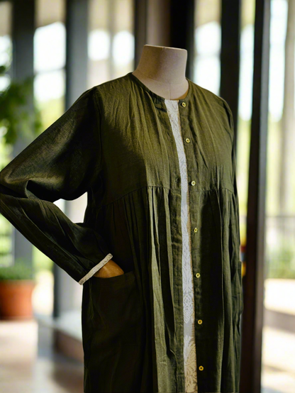 Women Olive Layerd Dress